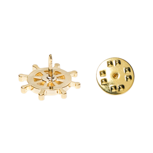 Gold Ship Wheel Brass Tie Tack â€“ Nautical-Inspired Formal Wear