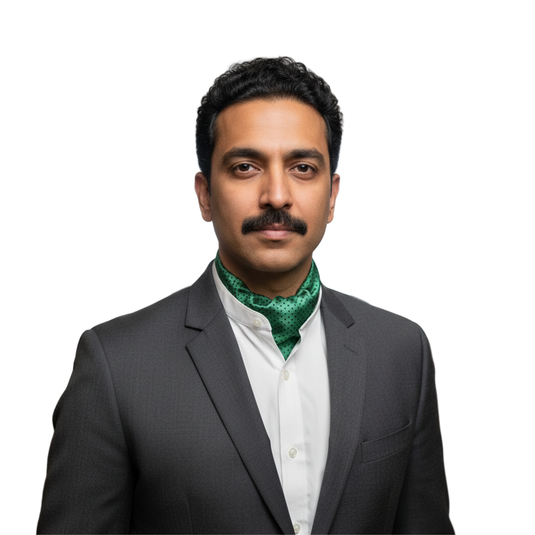 Chokore Sea Green with Black Polka Dots Silk Reversible Cravat