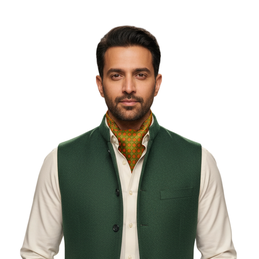 Chokore Red & Green Silk Reversible Cravat