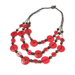 Chokore Chokore Multi-layer Long Coconut Shell Necklace (Red) 