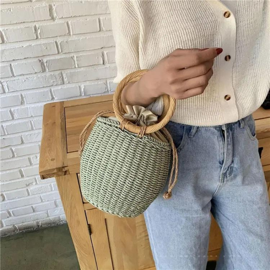 Chokore Chokore Straw Pot-shaped Bag (Green) 