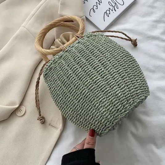 Chokore Chokore Straw Pot-shaped Bag (Green) 