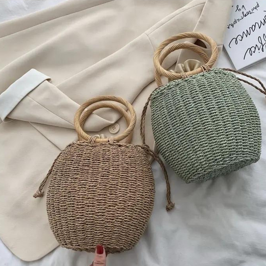 Chokore Chokore Straw Pot-shaped Bag (Green) 