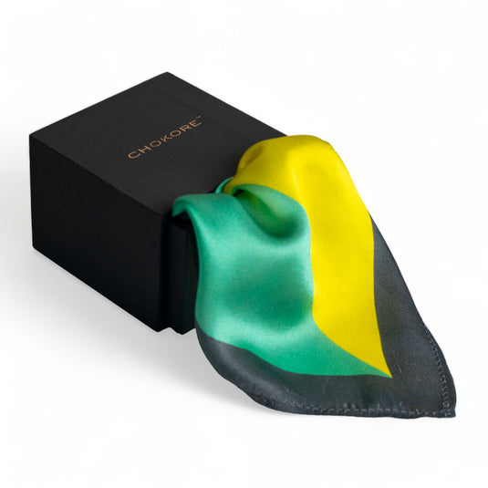 Chokore Yellow Satin Silk pocket square from the Plaids Line