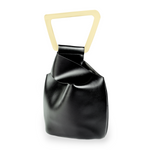 Chokore Chokore Round Leather Handbag (Black) Chokore Wrist Bag with Golden Handle (Black)