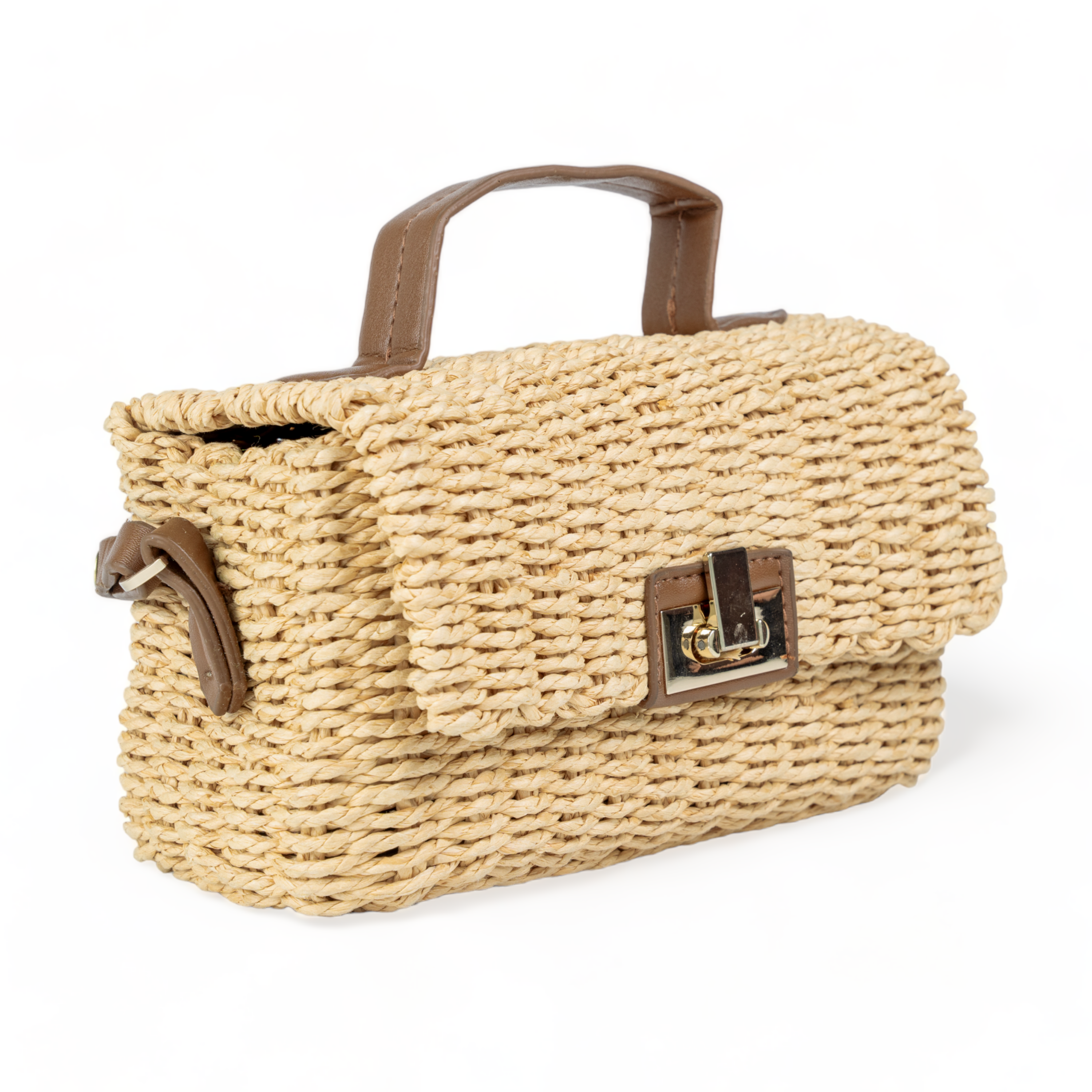 chokore Chokore Rattan Woven Box Bag (Camel)