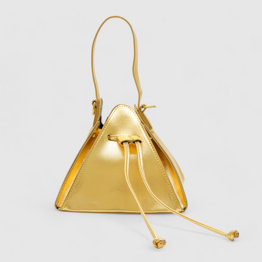 Chokore Chokore Vegan Leather Triangle Potli Bag (Golden) 