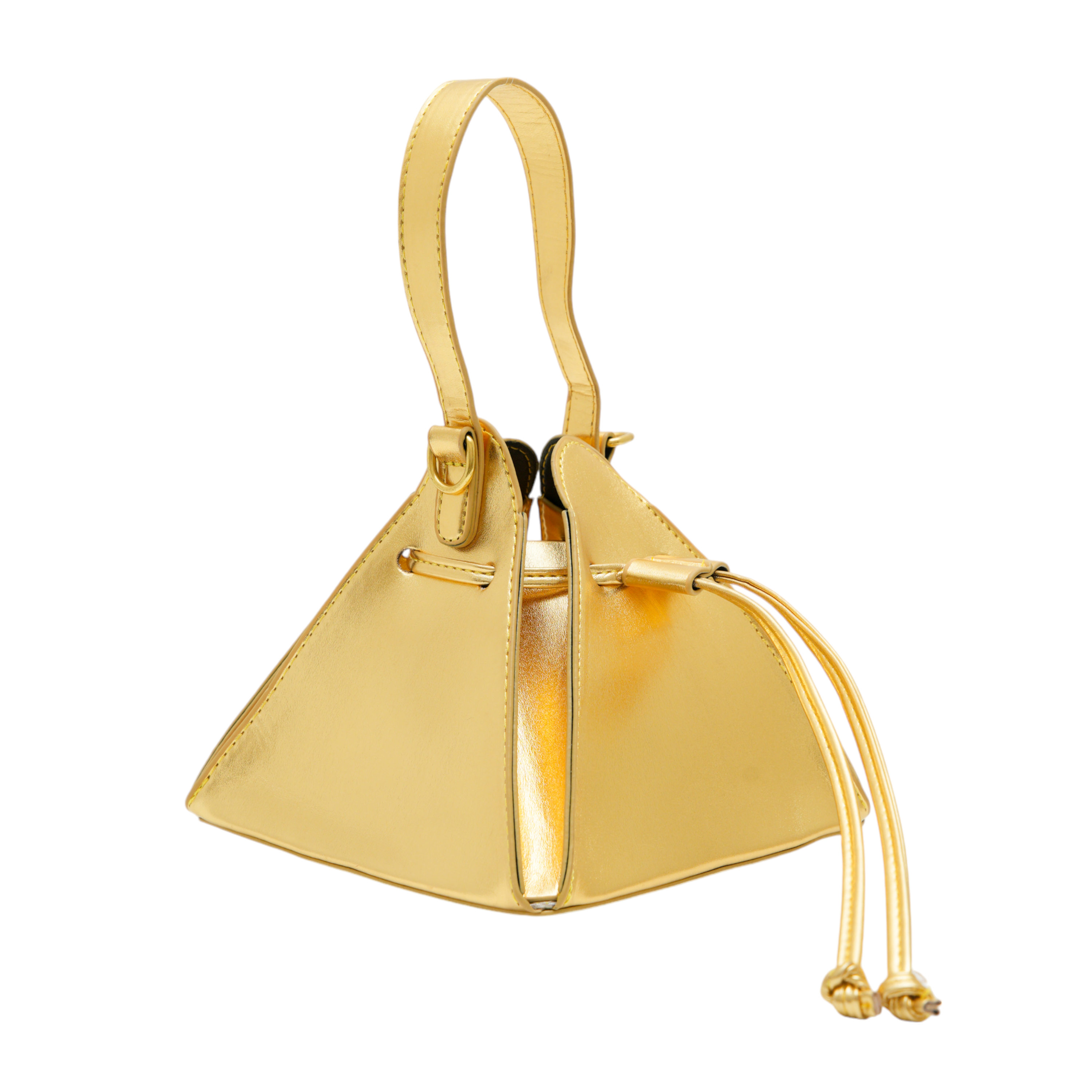 chokore Chokore Vegan Leather Triangle Potli Bag (Golden)