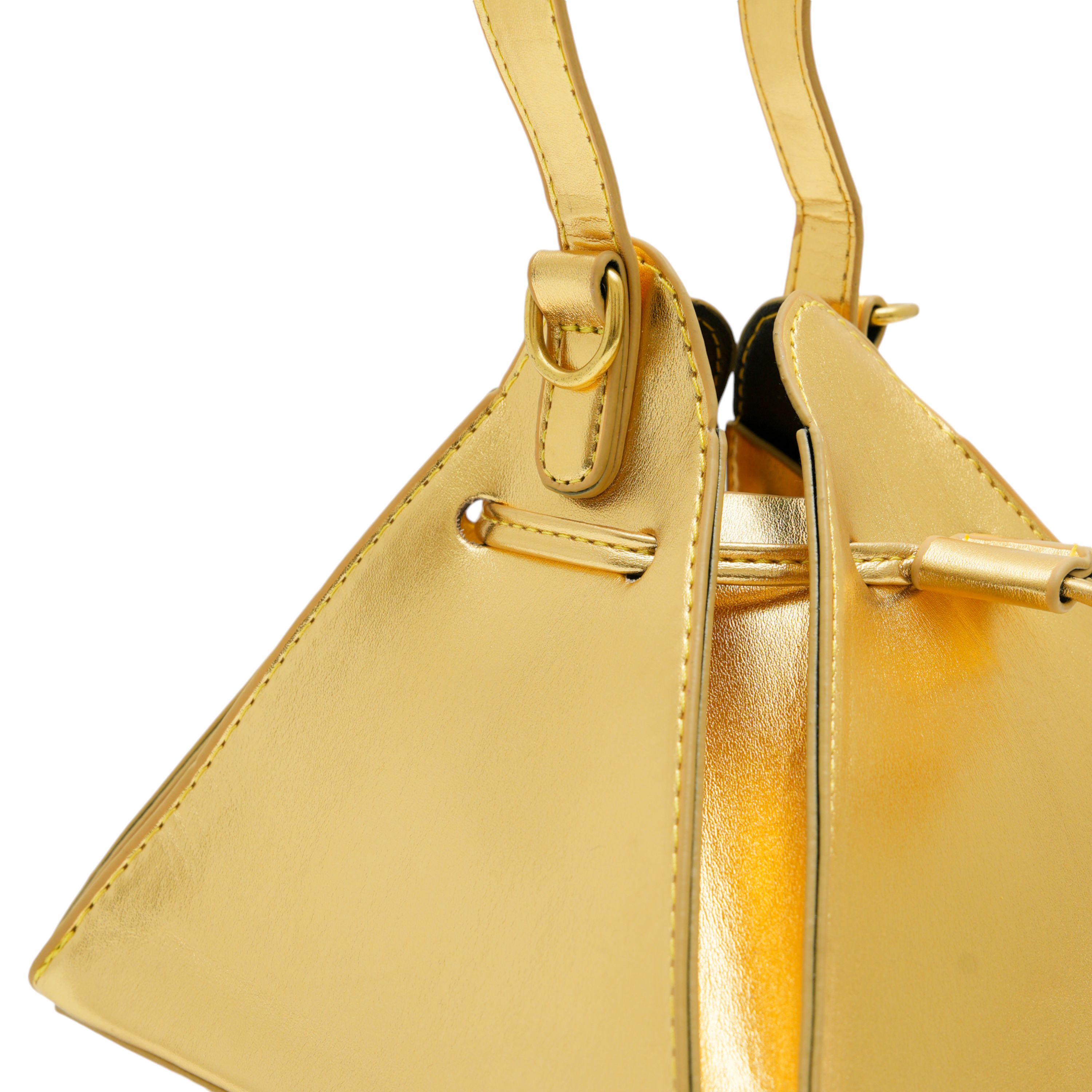 chokore Chokore Vegan Leather Triangle Potli Bag (Golden)
