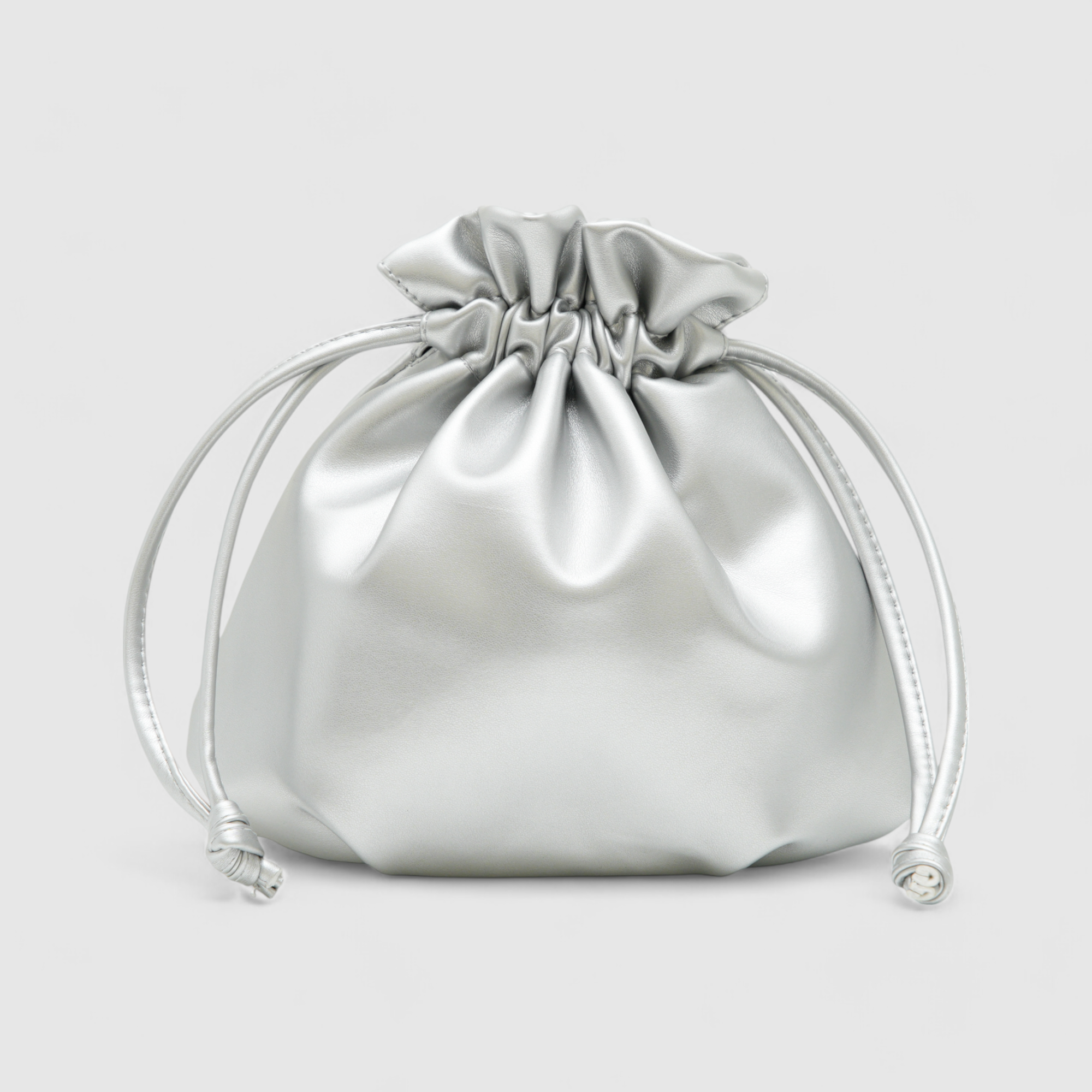chokore Chokore Vegan Leather Metallic Potli Bag (Silver)