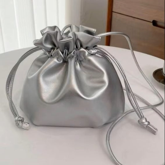 Chokore Chokore Vegan Leather Metallic Potli Bag (Silver) 