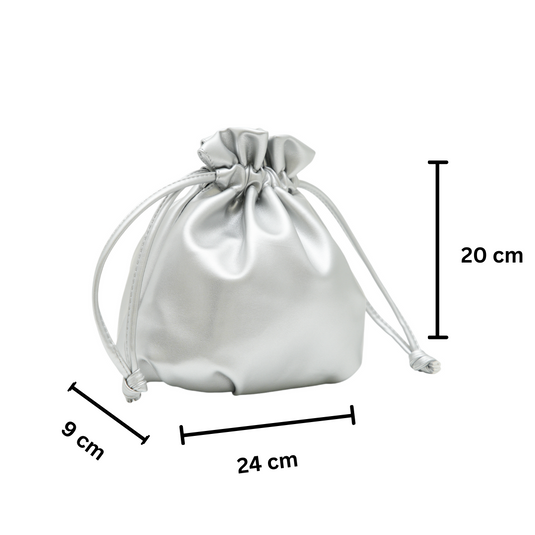 Chokore Chokore Vegan Leather Metallic Potli Bag (Silver) 