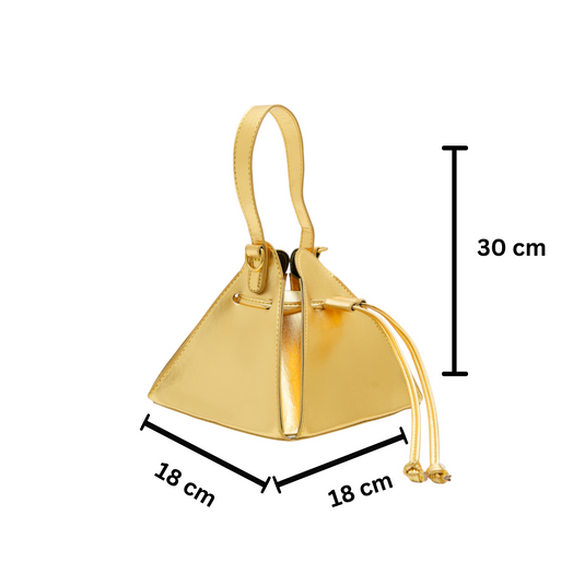 Chokore Chokore Vegan Leather Triangle Potli Bag (Golden) 