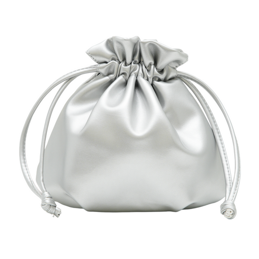 Chokore Chokore Vegan Leather Metallic Potli Bag (Silver) 