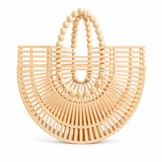 Bamboo Tote - Handcrafted Basket Bag for Women bamboo natural.