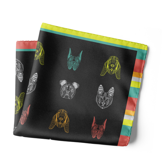 Chokore Grey Canine Silk Pocket Square from the Wildlife range