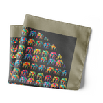 Chokore Chokore Two-in-One Black & Red Silk Pocket Square - Indian At Heart line Chokore Multi-coloured Elephants Silk Pocket Square from the Wildlife range