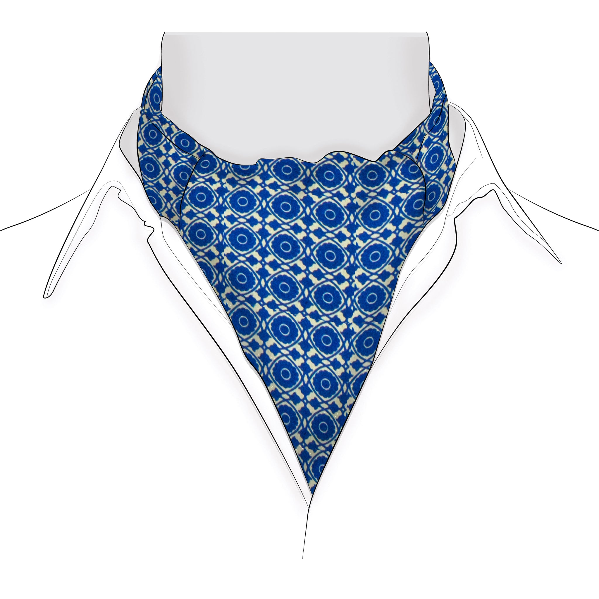 Chokore Blue & White Silk Cravat