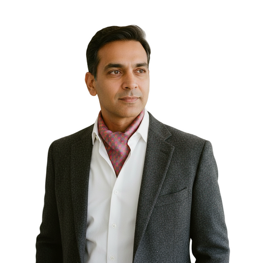 Chokore Grey & Pink Floral Silk Reversible Cravat