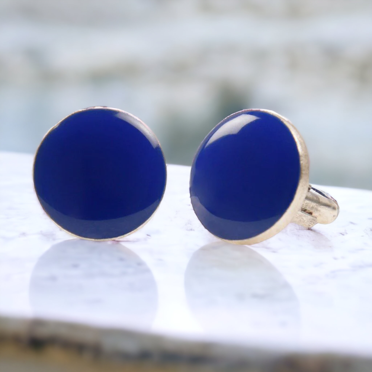 Chokore Cobalt Blue color Round shape Cufflinks
