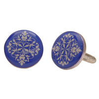 Chokore Chokore Cobalt Blue color Indian design motif Round shape Cufflinks