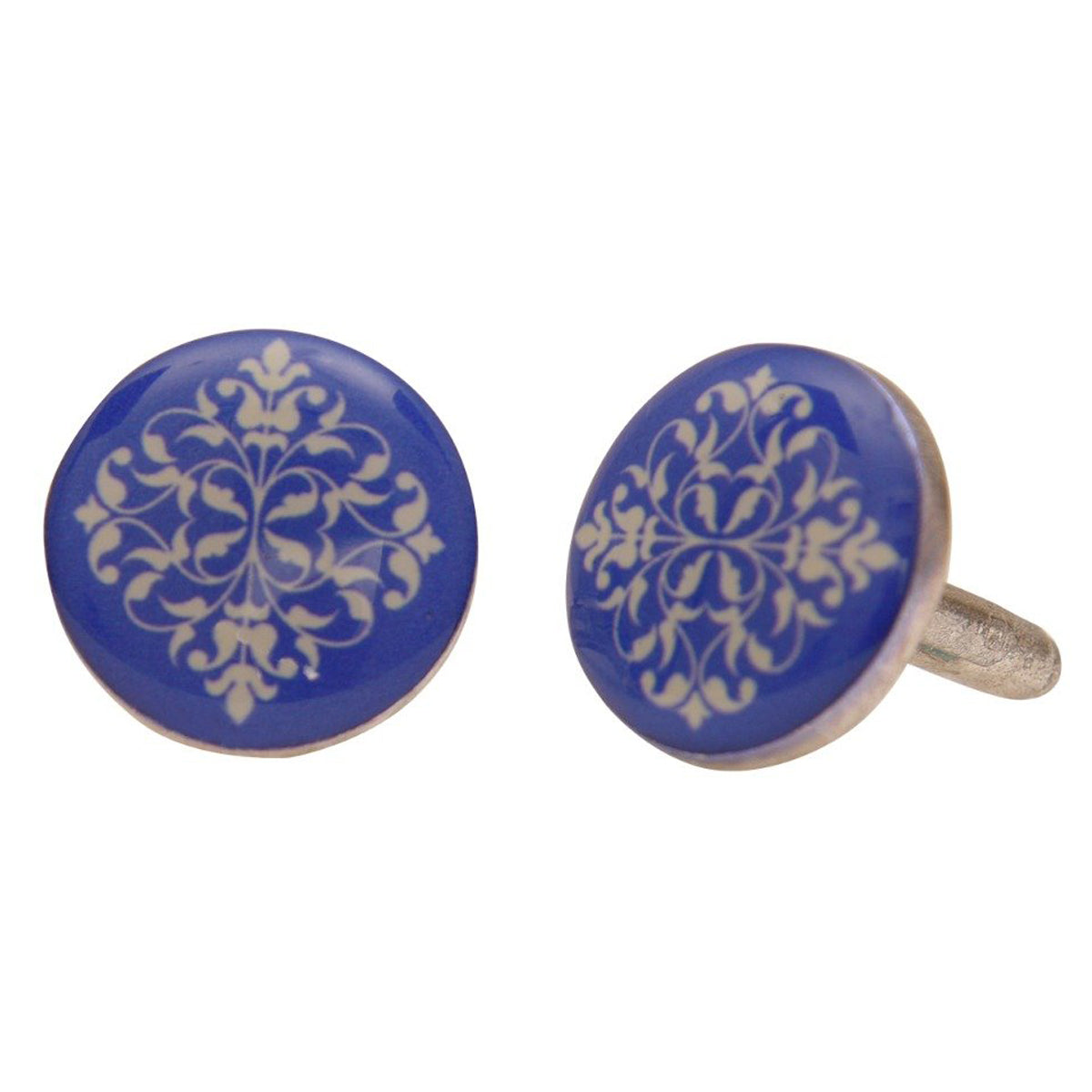 Chokore Cobalt Blue color Indian design motif Round shape Cufflinks