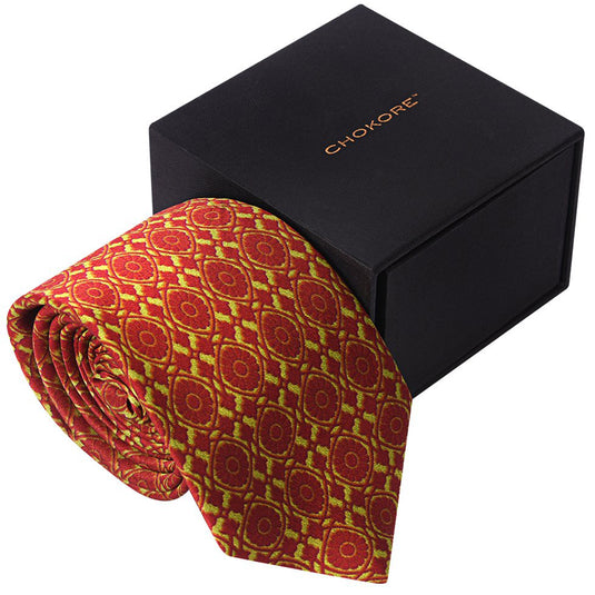 Chokore Mehandi Green & Burgundy Silk Necktie - Indian At Heart Collection