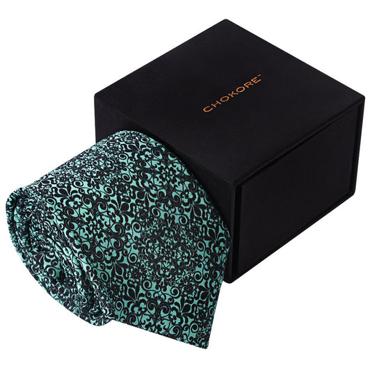 Chokore Cyan & Black  Silk Tie - Indian At Heart Collection