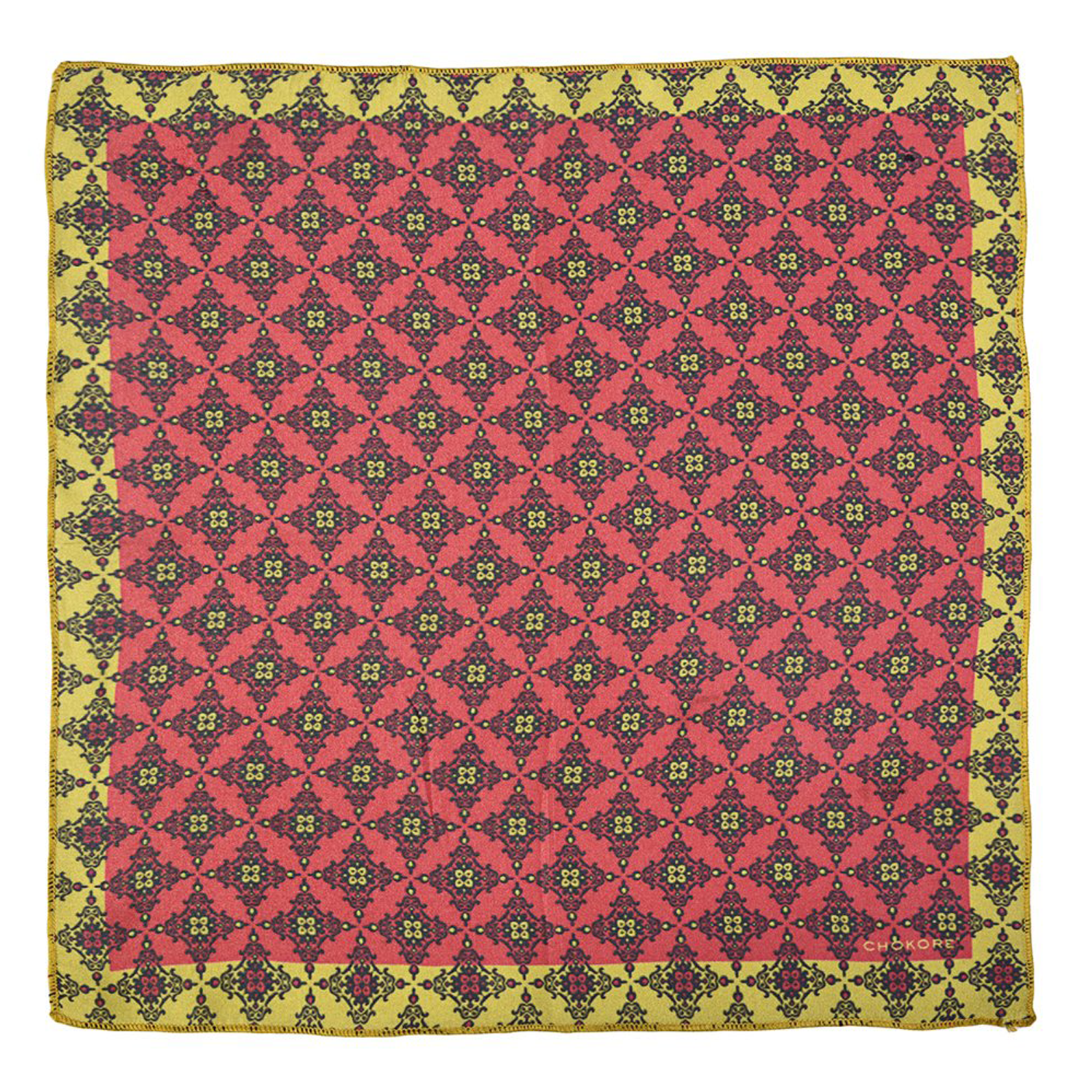 Chokore Red & Light Green Silk Pocket Square from Indian at Heart collection