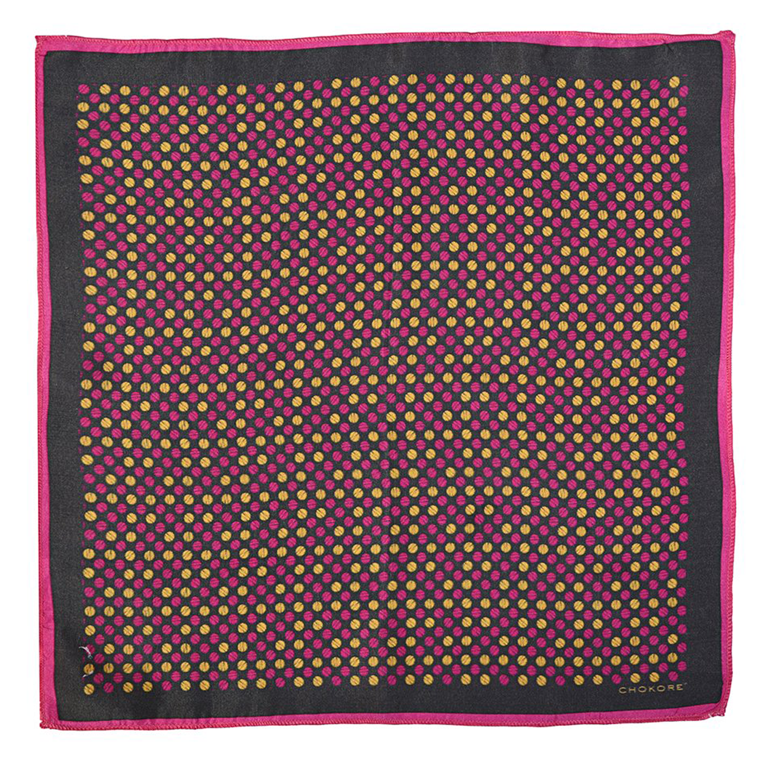 chokore Chokore yellow and pink dotted Silk Pocket Square