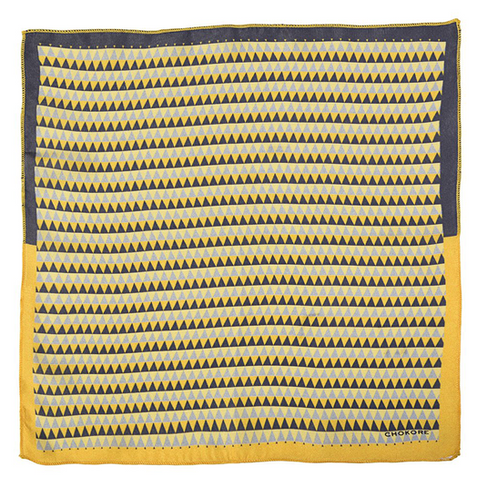 Chokore Tangerine & Grey Silk Pocket Square - Plaids Collection