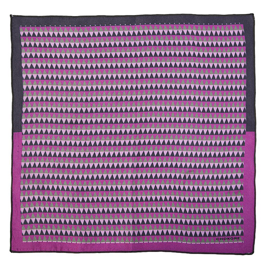 Chokore Purple & Grey Silk Pocket Square from the Plaids line