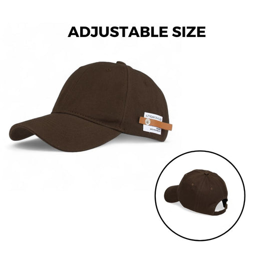 Chokore Chokore Curved Brim Leather Label Baseball Cap (Brown) 