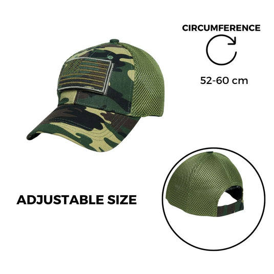 Chokore Chokore Camouflage Patch Baseball Cap with Mesh Detailing (Army Green) 