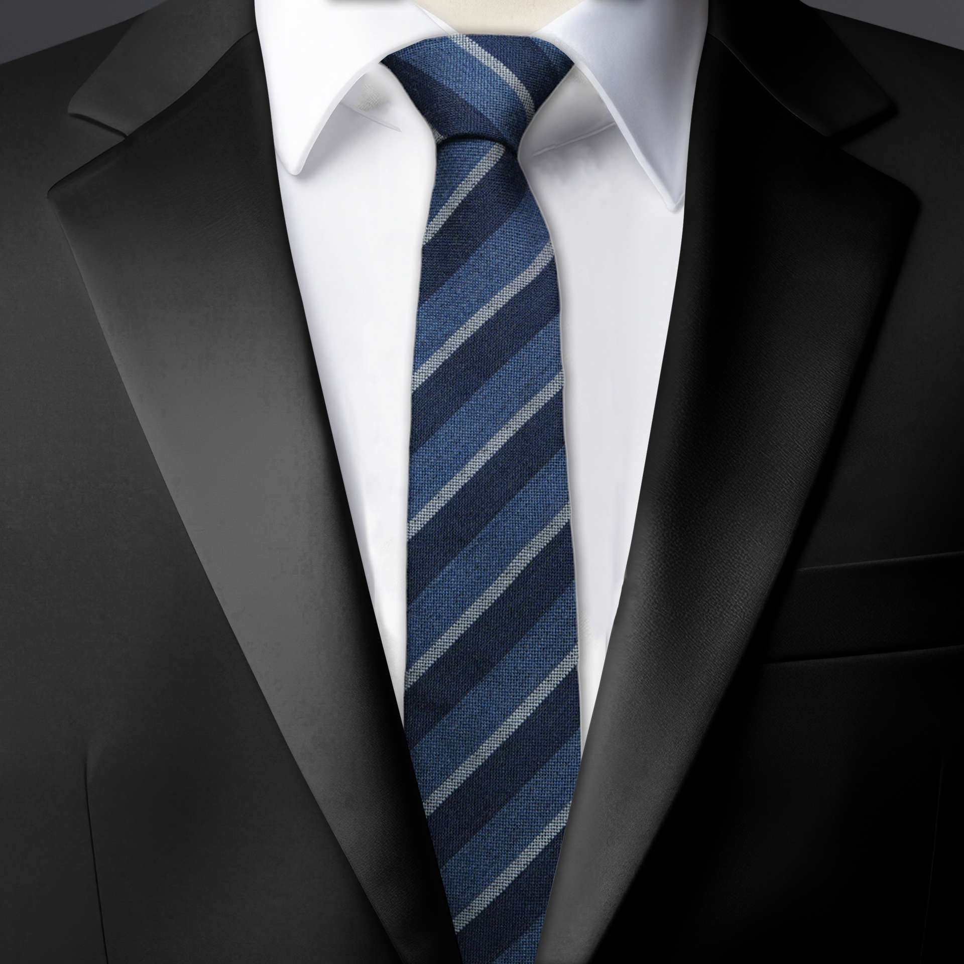 Chokore Stripes (Navy, Blue & Silver) Necktie