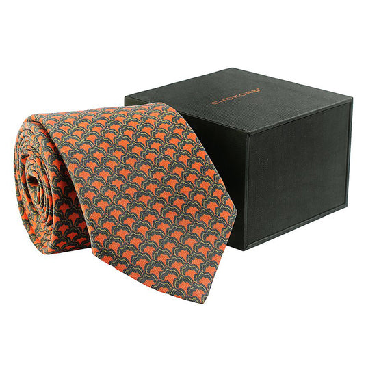 Chokore Grey & Red Silk Necktie - Indian at Heart Collection