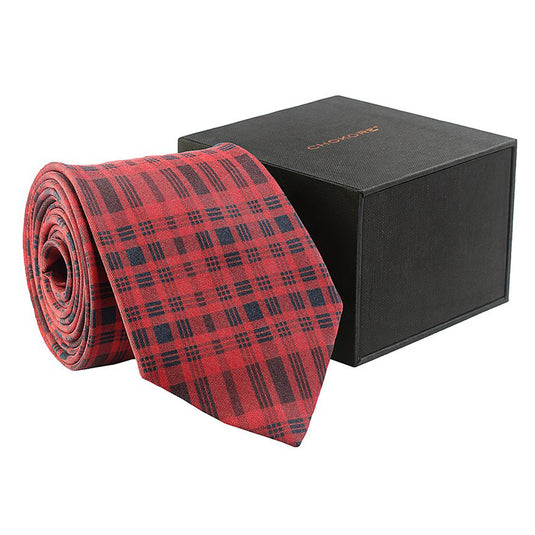 Chokore Red & Black Checks Silk Tie - Plaids Collection