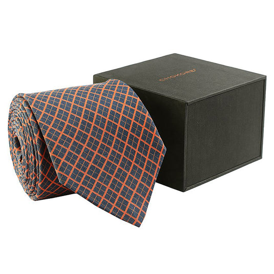 Chokore Navy Blue & Red Silk Tie - Plaids line