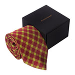 Chokore Chokore Four-in-One Red & Yellow Silk Pocket Square from the Plaids Line Chokore Red and Lemon Green Silk Tie - Plaids line