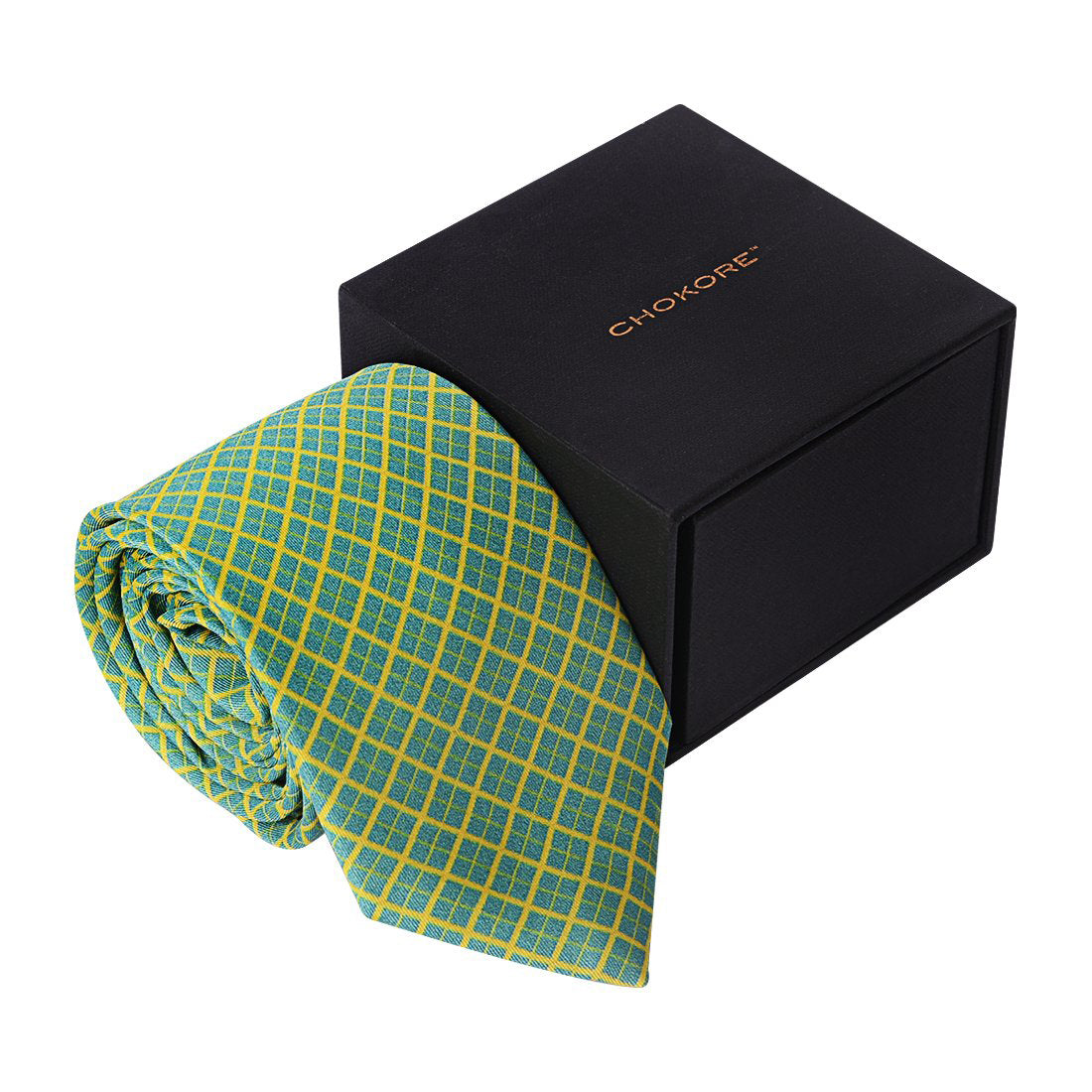 Chokore Light Green & Yellow Silk Tie - Plaids line