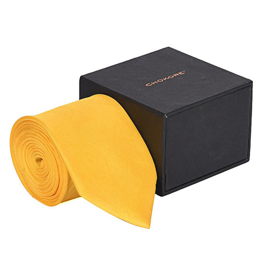 Chokore Yellow color silk tie for men
