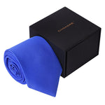 Chokore Chokore Orange and Grey Silk Pocket Square - Squared line Chokore Cobalt Blue Silk Tie - Solids line