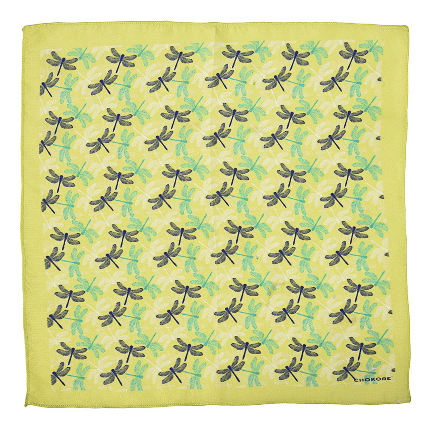 Chokore Green Dragonfly Silk Pocket Square from the Wildlife range