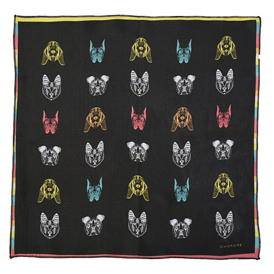 Chokore Grey Canine Silk Pocket Square from the Wildlife range
