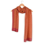 Chokore  Printed Red & Orange Silk Stole for Women