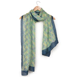 Chokore Printed Light Sea Green & Off White Silk Stole for Women Printed Off White, Green and Blue Silk Stole for Women