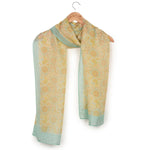 Chokore Printed Light Sea Green & Off White Silk Stole for Women Printed Peach & Light Blue Silk Stole for Women