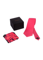 Chokore Chokore Plain Pink color silk tie & Magenta Silk Pocket Square from the Marble Design range set 