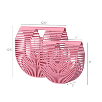 Chokore Bamboo Tote - Handcrafted Basket Bag for Women. Pink. Two Sizes