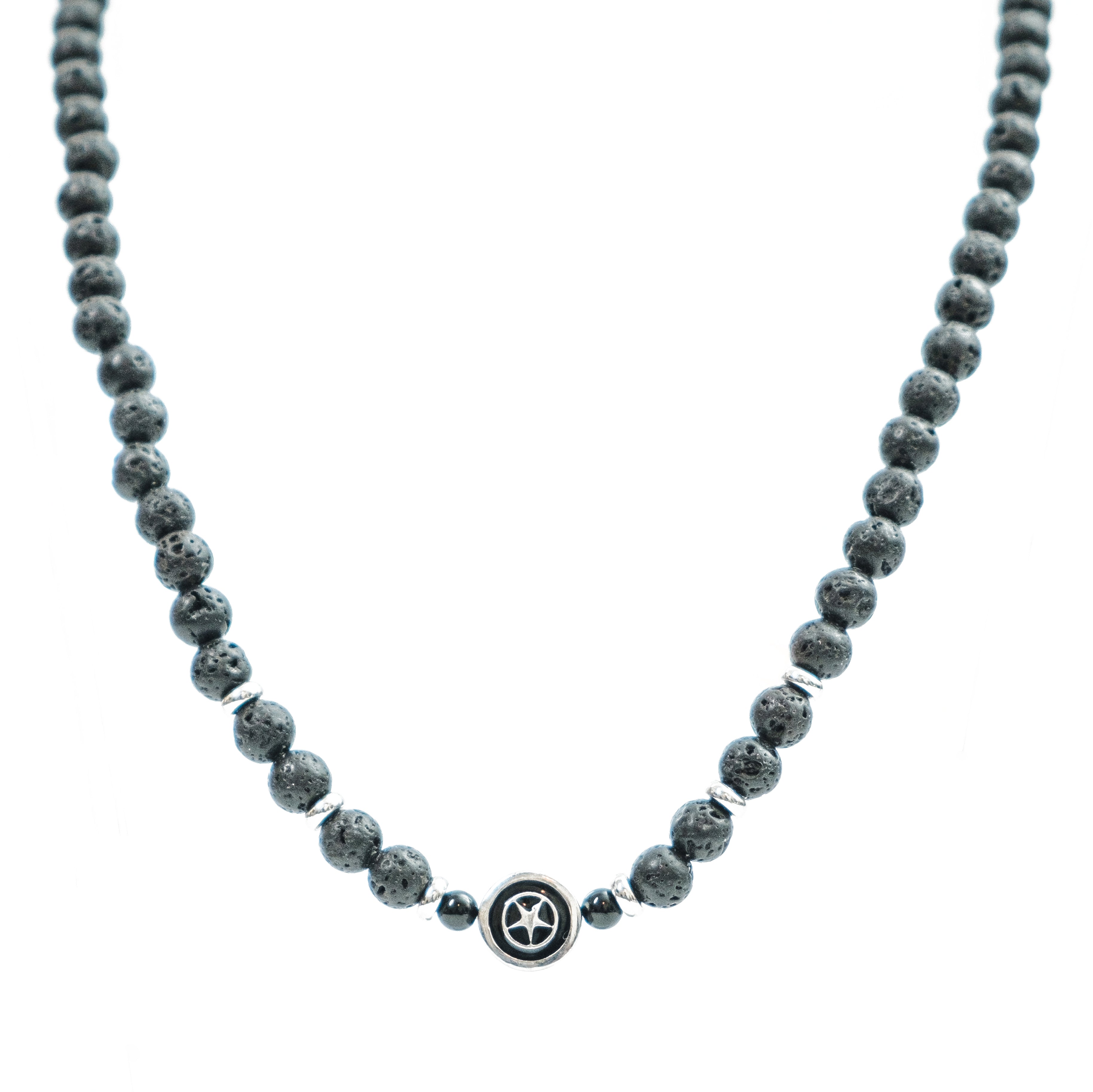 Black Lava Stone Bead Necklace - Santorini.net E-shop